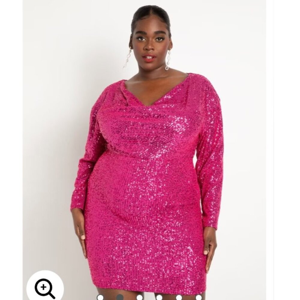 Eloquii Pink Sequin Long Sleeve Cocktail Dress Size 20 Party Holiday